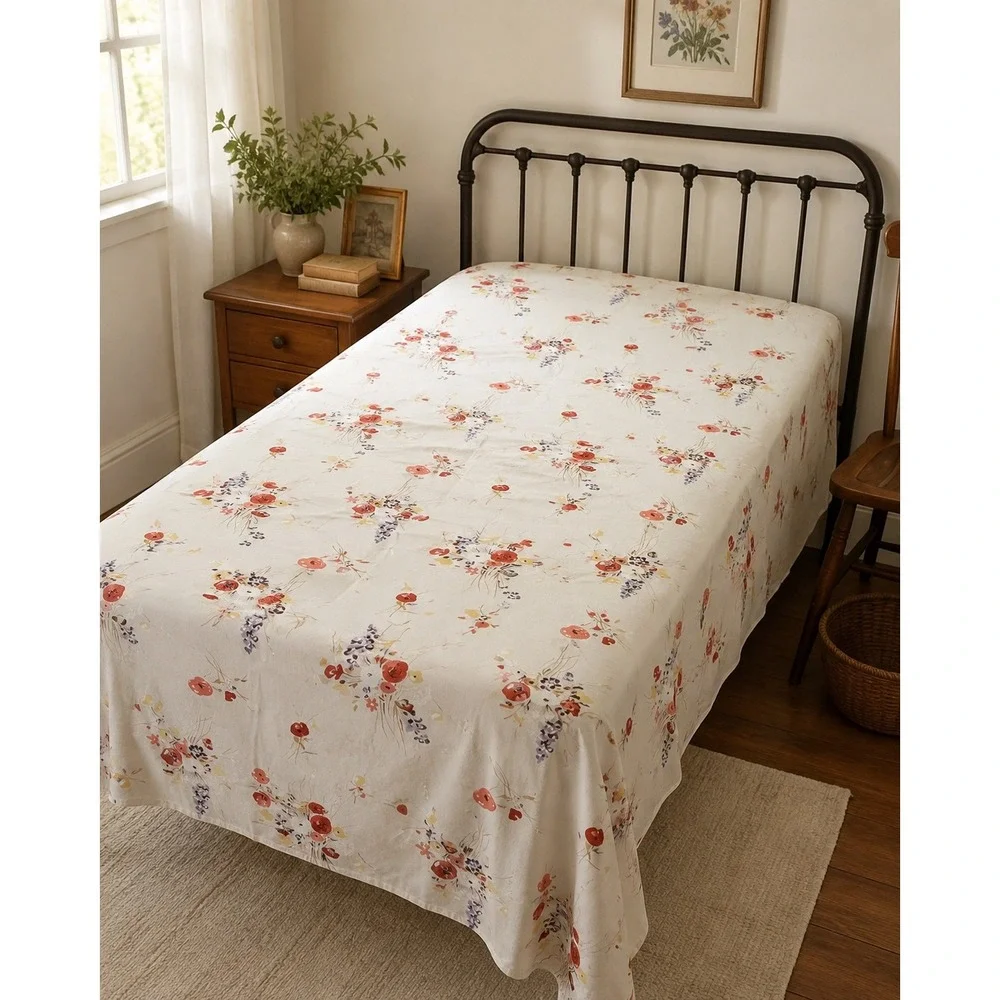 Vintage Oleg Cassini Twin Sheet Set Floral Flat & Fitted Cottagecore No Cases